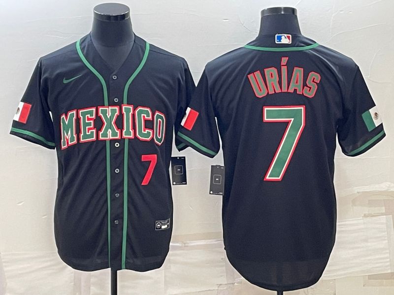 Men 2023 World Cub Mexico 7 Urias Black Nike MLB Jersey4